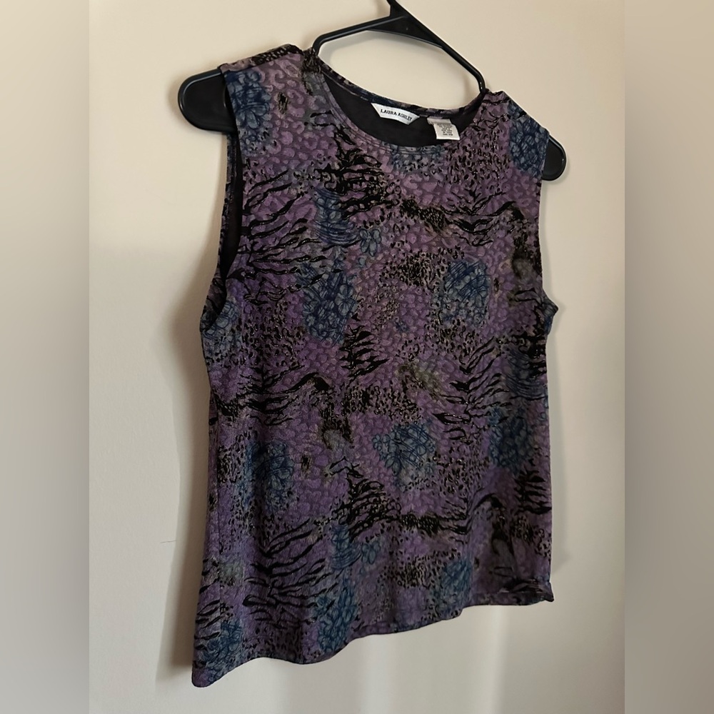 Vintage 90s sleeveless purple blouse/top by Laura Ashley Womens Size Small